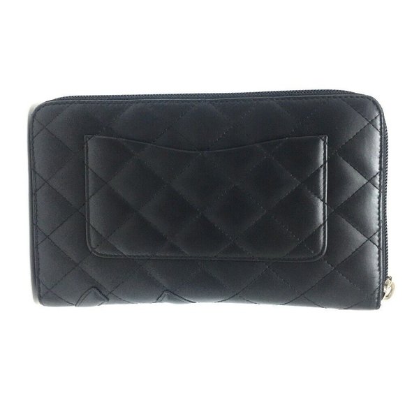 AUTHENTIC CHANEL A26710 Cambon Line organizer Zip Around Long Wallet Black - Picture 12 of 12